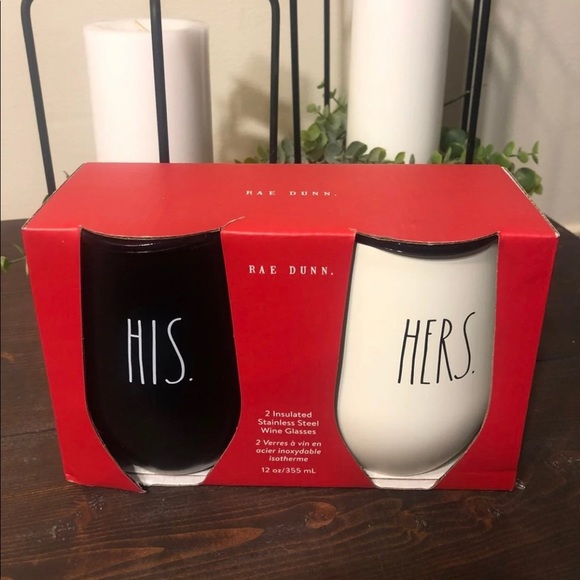 Rae Dunn Other - Rae Dunn HIS and HERS Wine Glasses